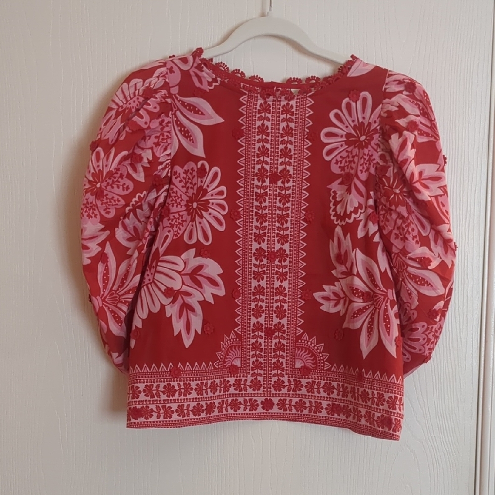 FARM Rio Medium Floral Tapestry Red and Pink Blouse